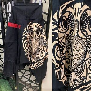 Black and Cream Patterned harem Women's Pants (waist 13’ when stretched 19’)